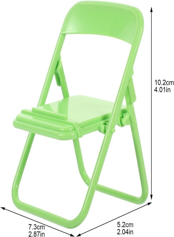Zhuluck 3 Pcs Green Mini Folding Chairs, Dollhouse Folding Chair Miniature Novelty Mini Folding Chair Phone Holder 1:12 Scale Action Figure Accessories for Desktop Dollhouse Decor - Image 2